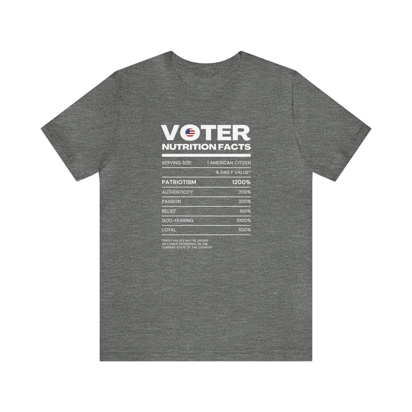 Voter Nutrition Facts Unisex Short Sleeve Tee