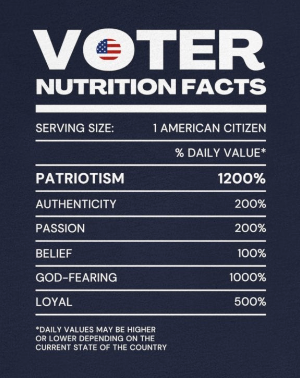 Voter Nutrition Facts Unisex Short Sleeve Tee