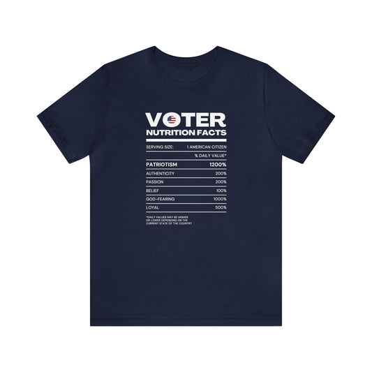 Voter Nutrition Facts Unisex Short Sleeve Tee